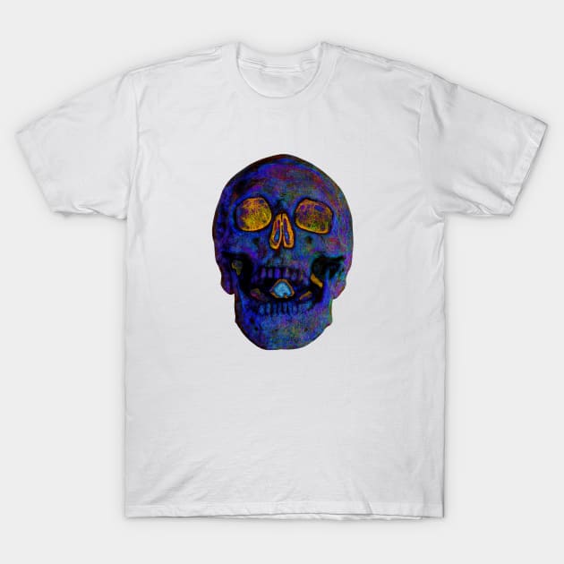 Deep Blue Death Skull T-Shirt by crunchysqueak